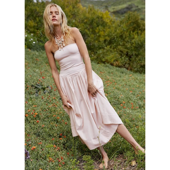 Free People Dresses & Skirts - NWT Free People Onda Drop-Waist Tube Midi Dress Pink